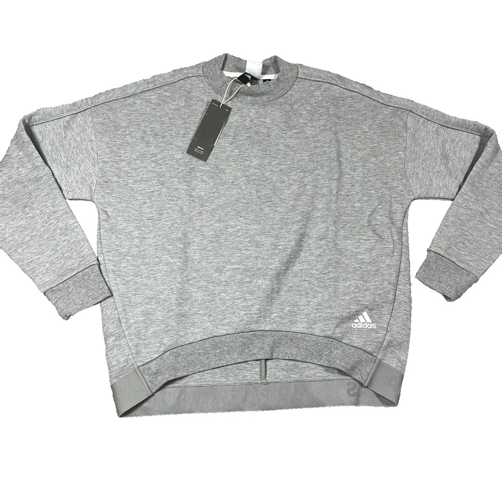 Adidas Womens Small Heather Gray Long Sleeve Performance Pullover Sweatshirt NWT